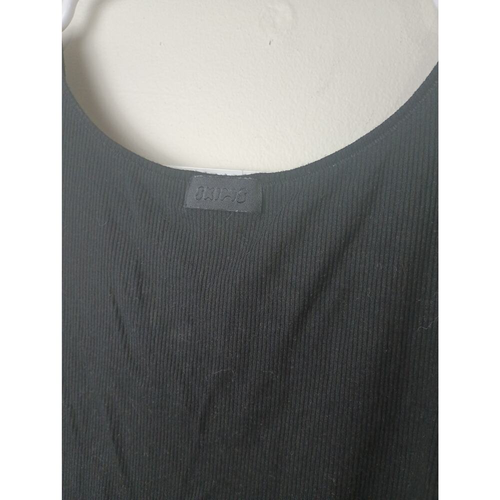 Skims Tank Top XL Cotton Ribbed Cropped Rounded Scoop Neck Black - Picture 5 of 5